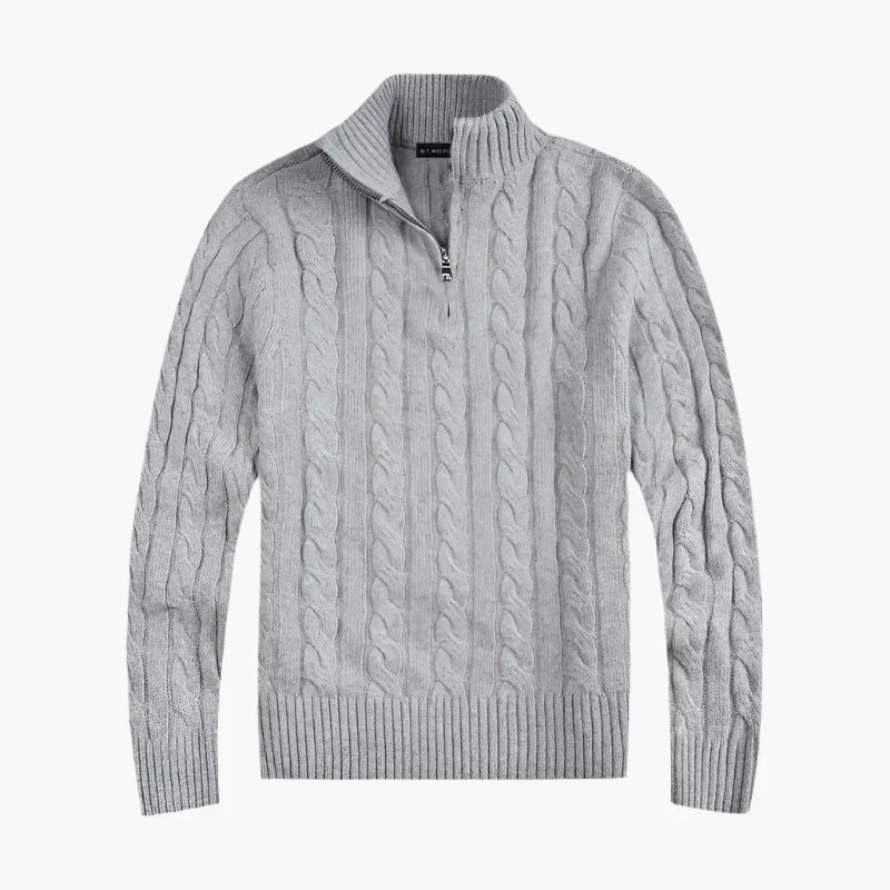 Drune | Pullover mit Zopfmuster und halbem Reißverschluss - Eleganter Freizeit-Strickpullover