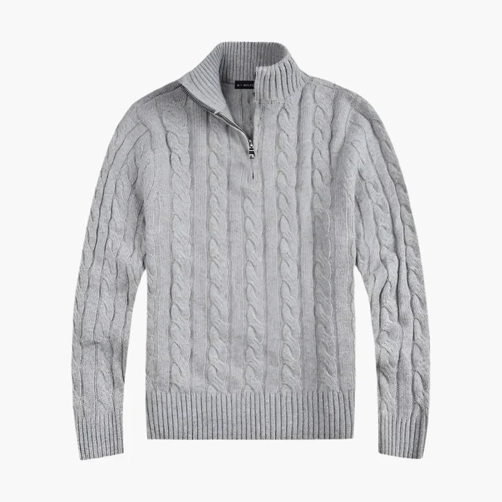 Drune | Pullover mit Zopfmuster und halbem Reißverschluss - Eleganter Freizeit-Strickpullover