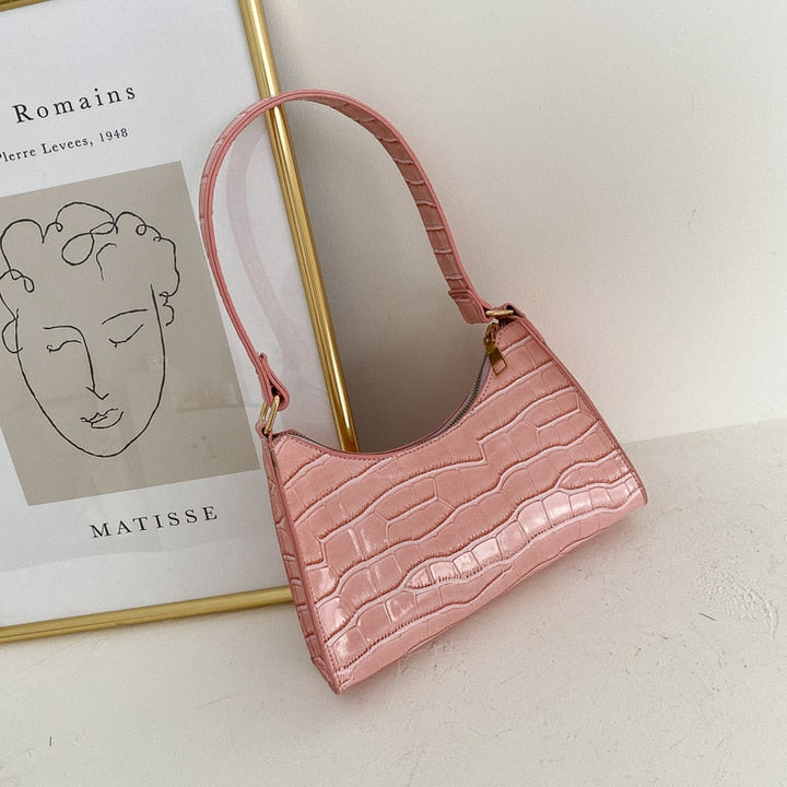 Drune Modische Exquisite Einkaufstasche Tote Schultertaschen Einfarbig Kettentasche für Damen