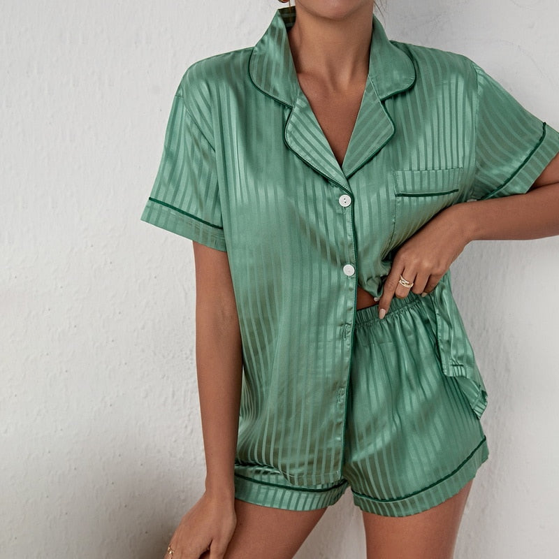 Drune | Satin Pyjama Set Für Damen Hausanzug