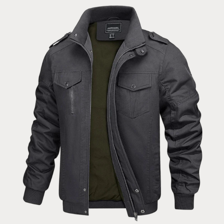 Drune | Retro Reißverschlussjacke in Armeegrün