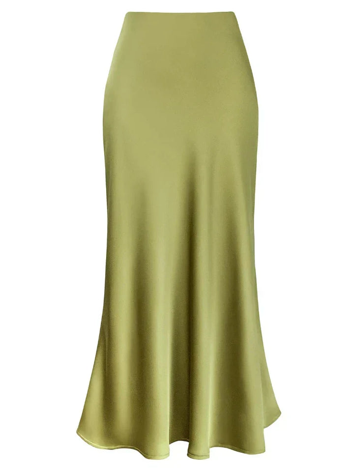 Drune | Frauen Satin Seiden Röcke Sommer Frühling Koreanische Mode Kleidung Büro Damen Lange Röcke Elegant Schwarz Maxi Röcke für Frauen