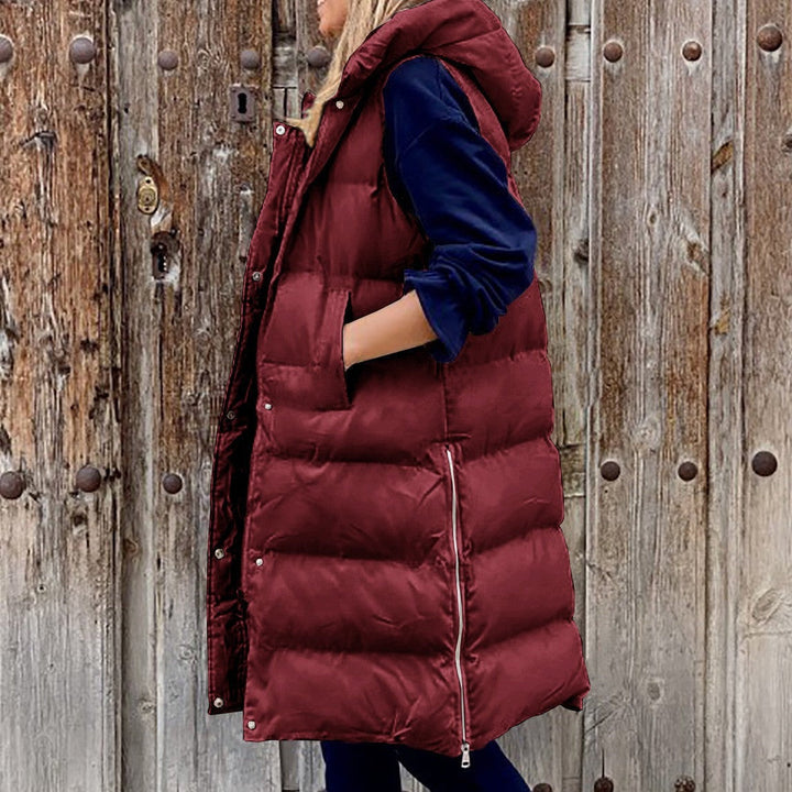 Drune | Kapuze Lange Weste Lässig Mode Einreihig Jacke