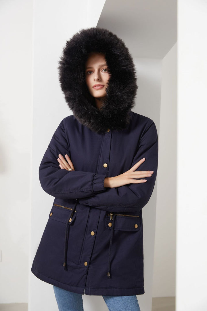 Drune | Damenjacke für halblangen Parka mit schickem Pelzkragen