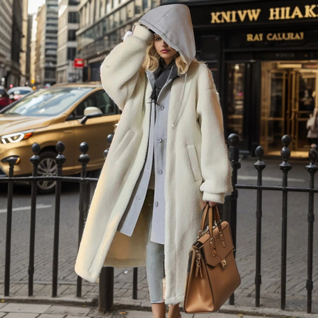 Drune | Lange Hoodie-jacke Teddy-material Warm und Trendy