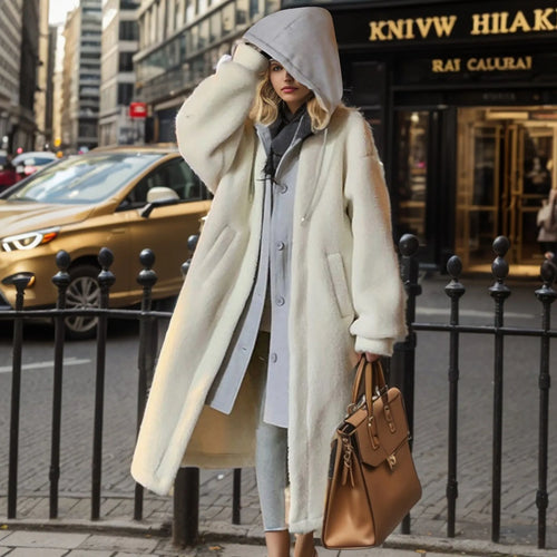 Drune | Lange Hoodie-jacke Teddy-material Warm und Trendy
