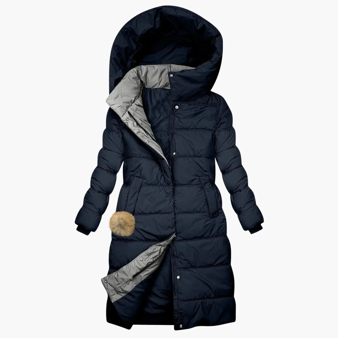 Drune | Winter Steppmantel mit Kapuze - Langer, Winddichter Pufferjacke für Alltag & Freizeit