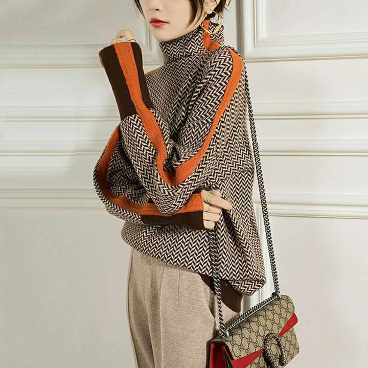 Drune | Geometrisch gestrickter Rollkragenpullover