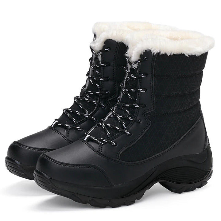 Drune | Schneestiefel - Mid Calf Schnürstiefel - Mit Kunstfell gefüttert - Wasserabweisend - Plattformsohle