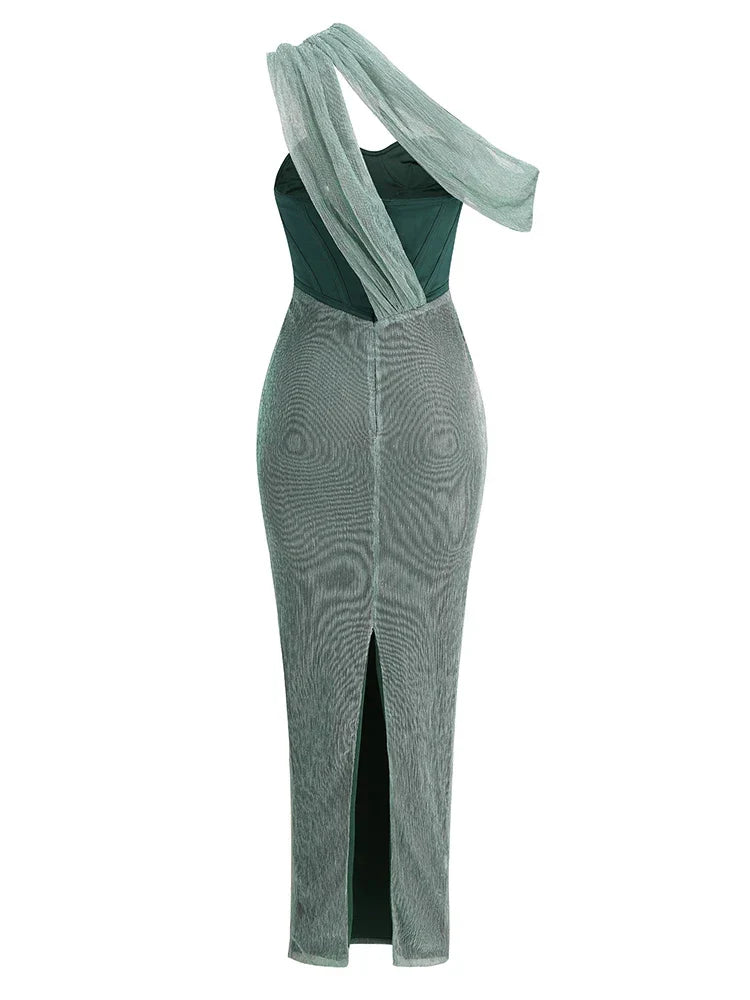 Drune | Glitzer Rückenfrei Abend Maxi Kleid