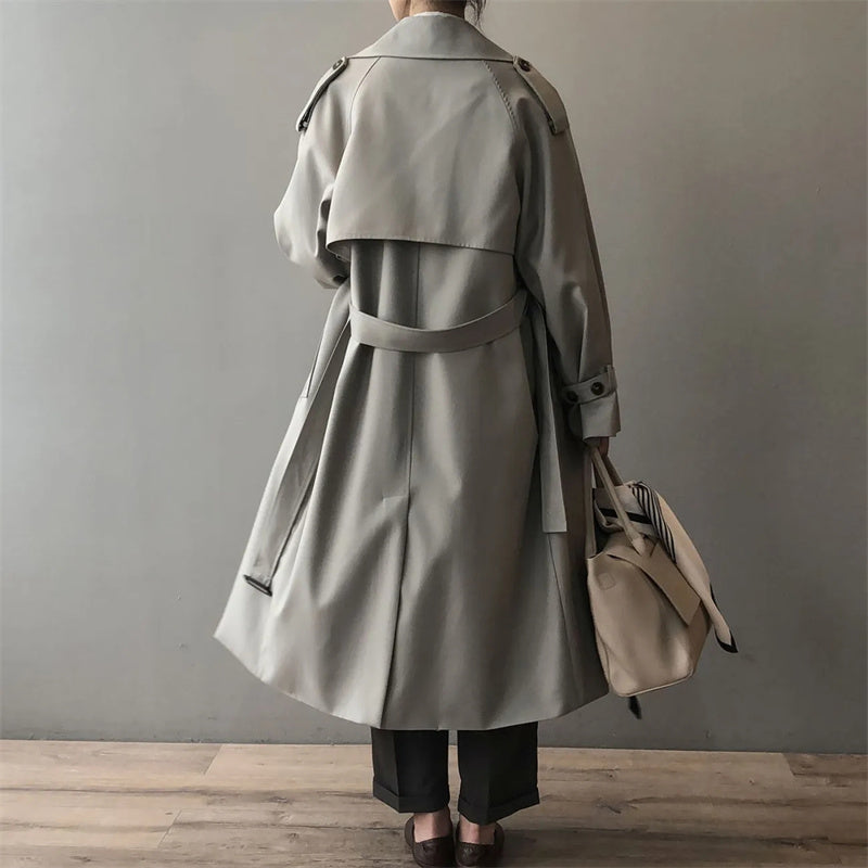 Drune Klassischer Trenchcoat Damen | Oversized Windbreaker, Doppelreihig