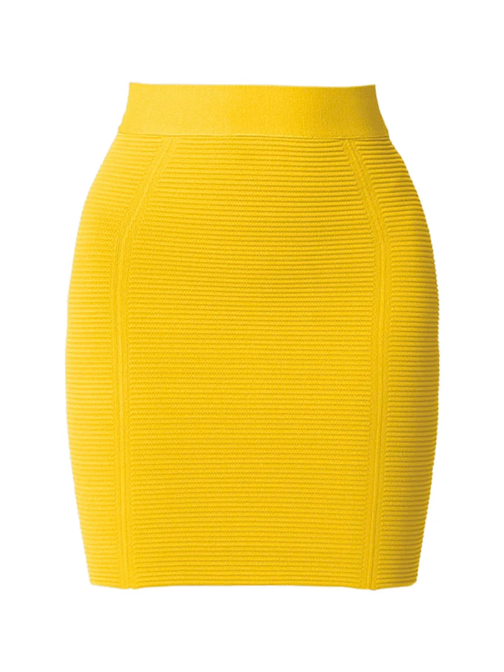 Drune | Gelbe Farbe Frauen Sexy Bodycon Minirock Rayon Bandage Mode Nachtclub Festbekleidung Feier Röcke Hohe Qualität