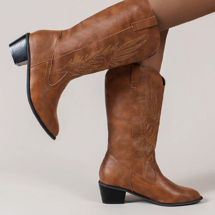 Drune Cowboy-Stiefel | Hochwertige Damenstiefel mit Boho-Print