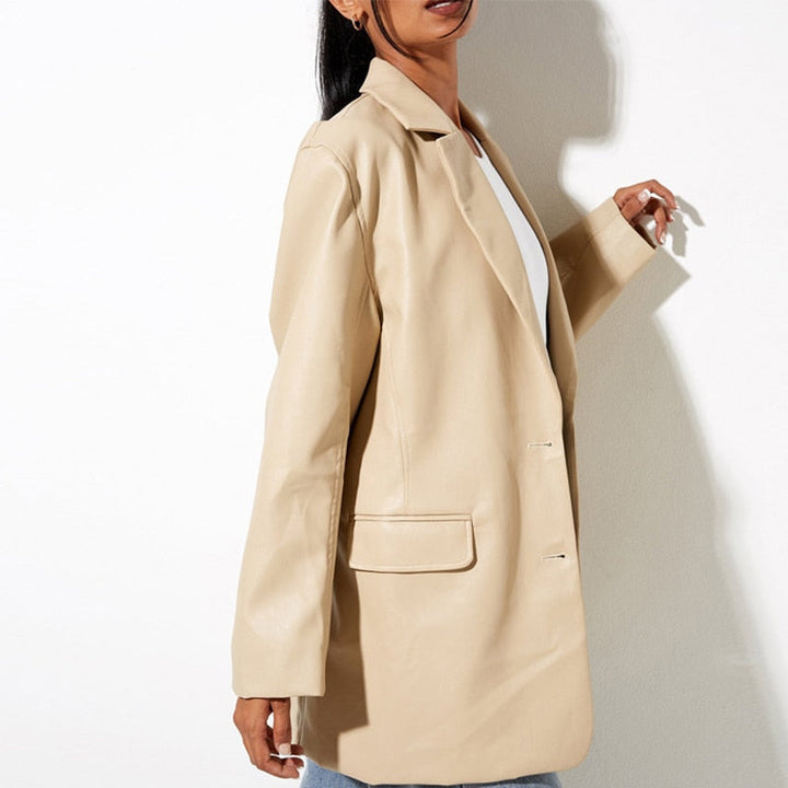 Drune | Vintage Blazer mit Lederlook für Damen