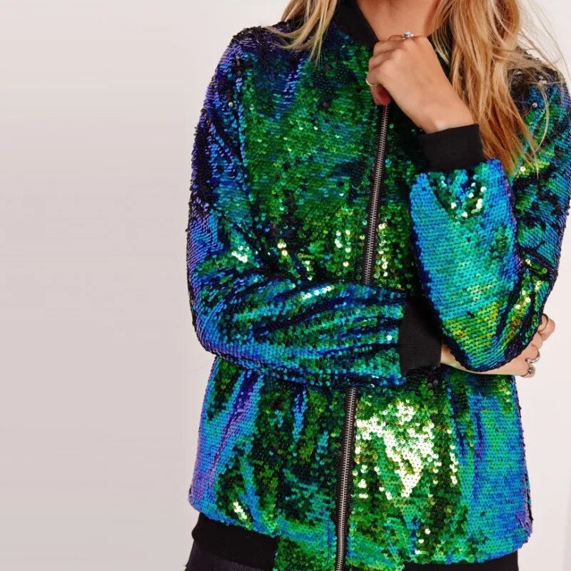 Drune | Paillettenmantel Bomberjacke