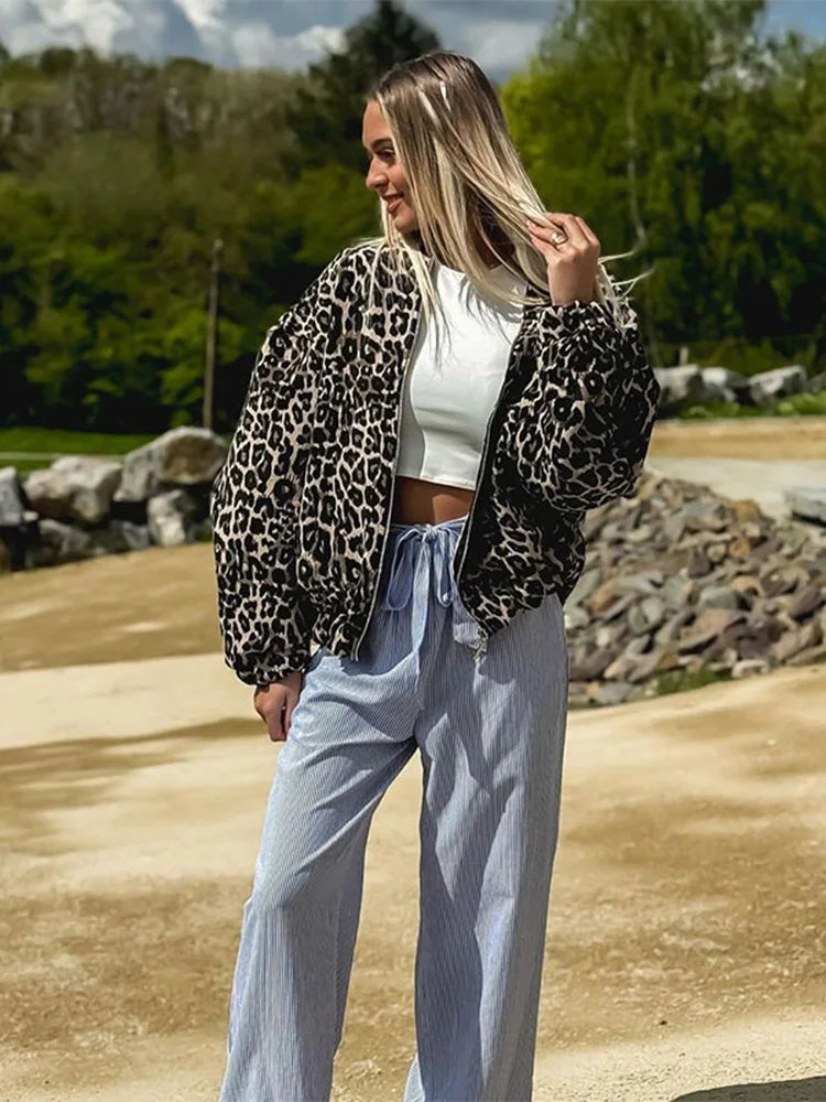 Drune | Retro Lange Ärmel Leopard Jacke