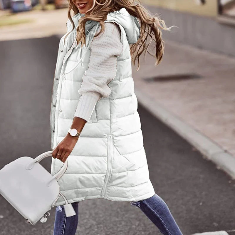 Drune | Lange Pufferweste mit Kapuze Polyester Warm, Trendy