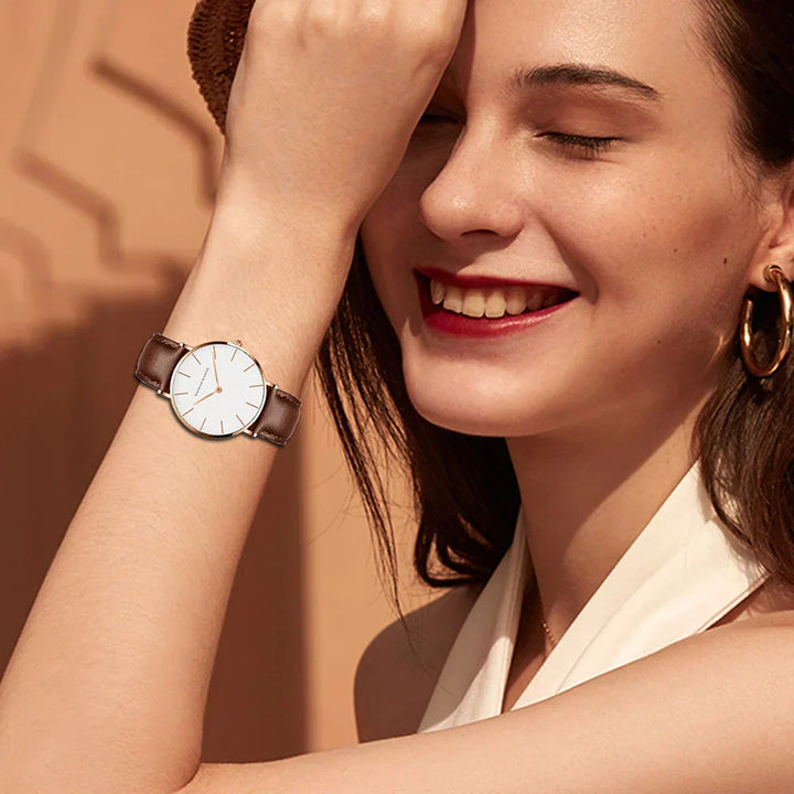 Drune | Runde Zeitlose Minimalistische Uhr Mit Lederband