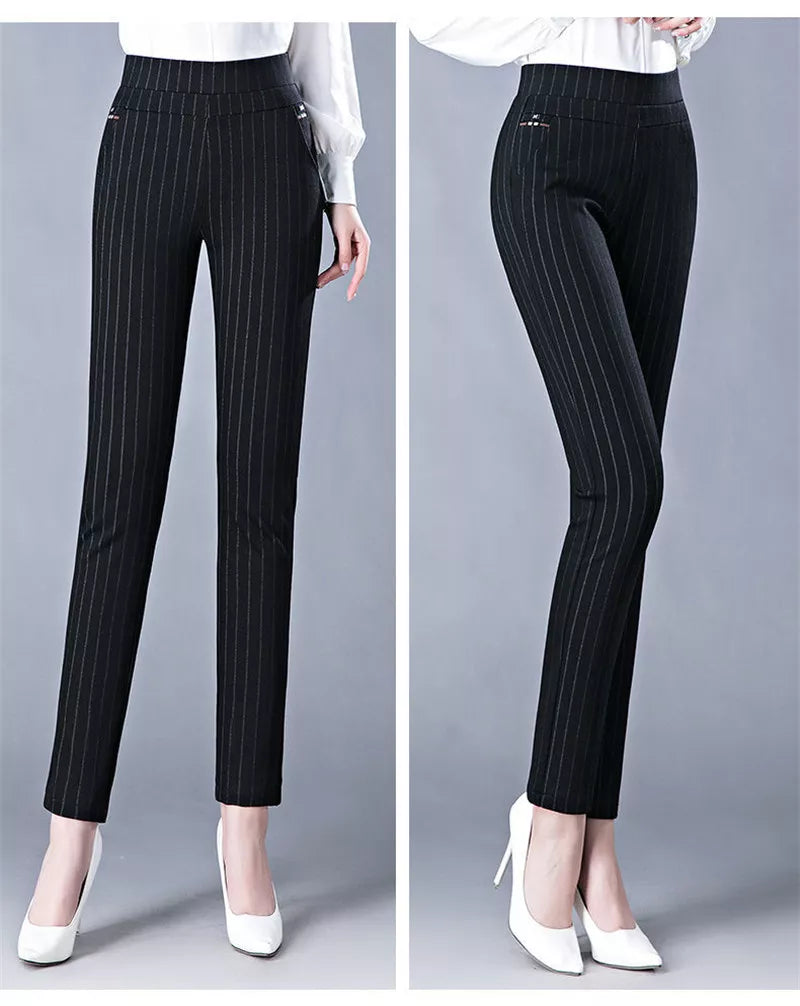 Drune Casual Hose | Elegante Damen-Hose mit hohem Bund und Streifen