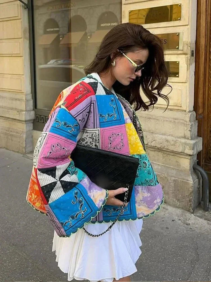 Drune | Steppjacke - Lebhaftes Multicolor-Design - Boho Chic - Gemütliche Oberbekleidung