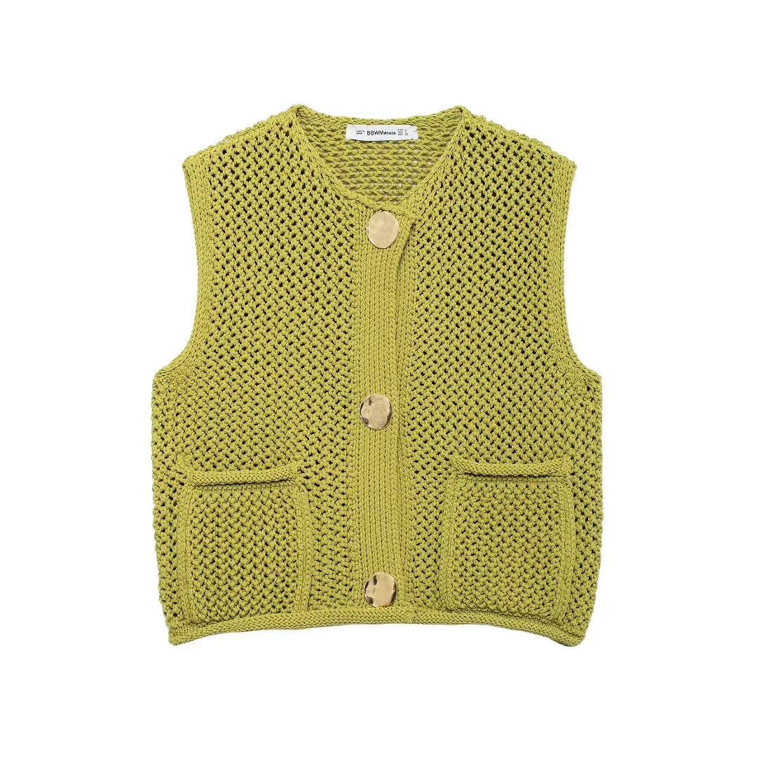 Drune | Ärmless Strickweste mit Knöpfen
