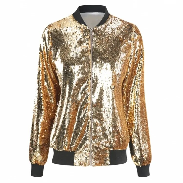 Drune | Paillettenmantel Bomberjacke