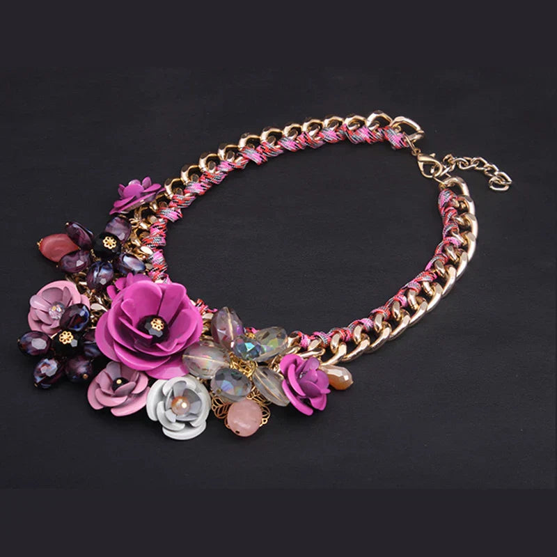 Drune | Jahrgang Schmuck Elegante Prom Party Schönheitswettbewerb Hochzeit Geschenk Florale Blüte Blume Chunky Statement Halskette für Frauen Accessoires