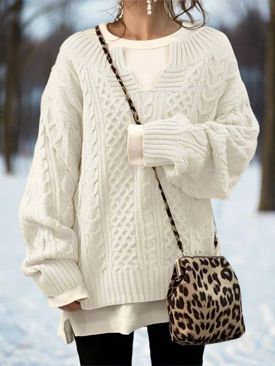 Drune | Strickpullover - Oversized Kabelstrick - Weich und Warm - Lässige Passform