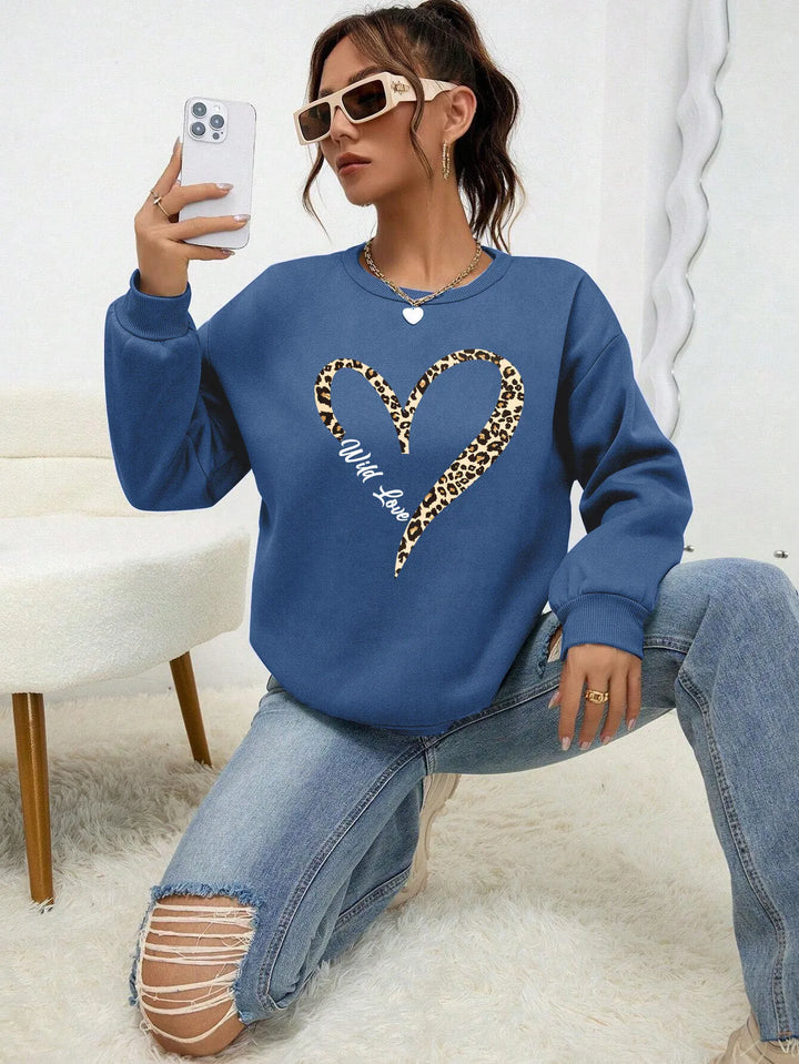 Drune | Sweatshirt mit Leopard-herzprint Polyester Trendy und Komfortabel