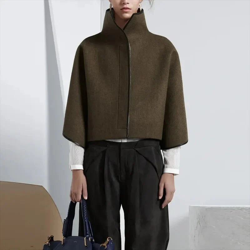 Drune | Neck Cropped Wool Coat - Minimalistischer Stil - Warme Oberbekleidung - Elegante Passform