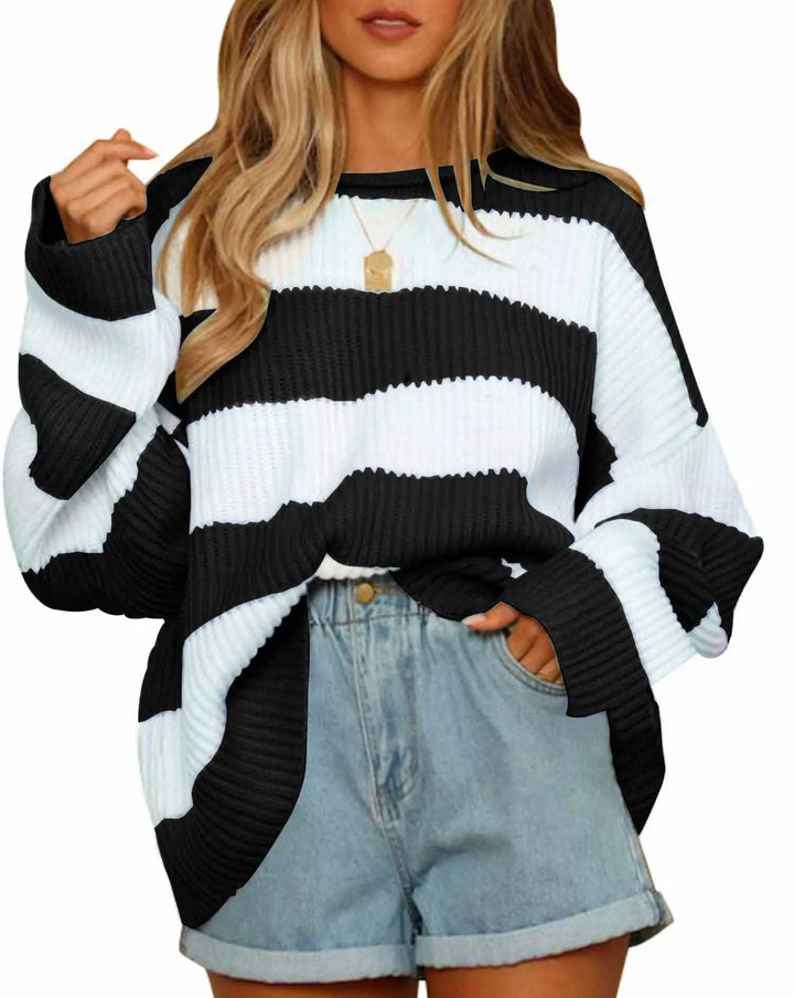 Drune | Langarm Gestreifter Rollkragenpullover