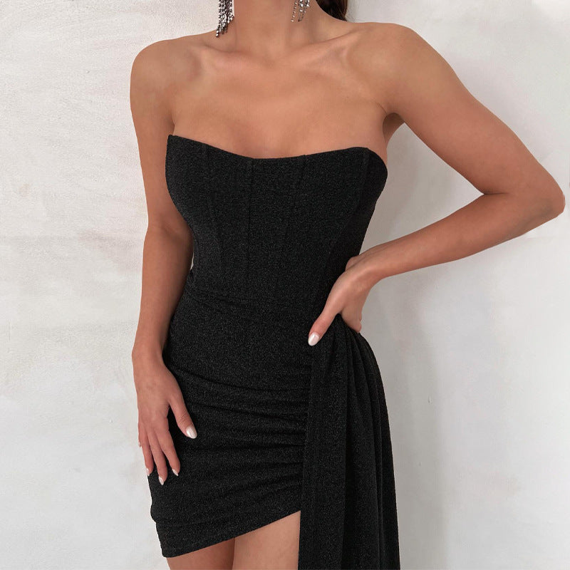 Drune | Glitzerfreies Trägerloses Kleid