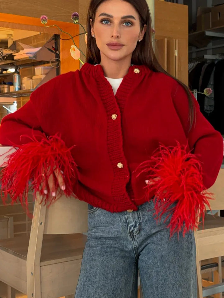 Drune | Schicke Feder Strickjacke