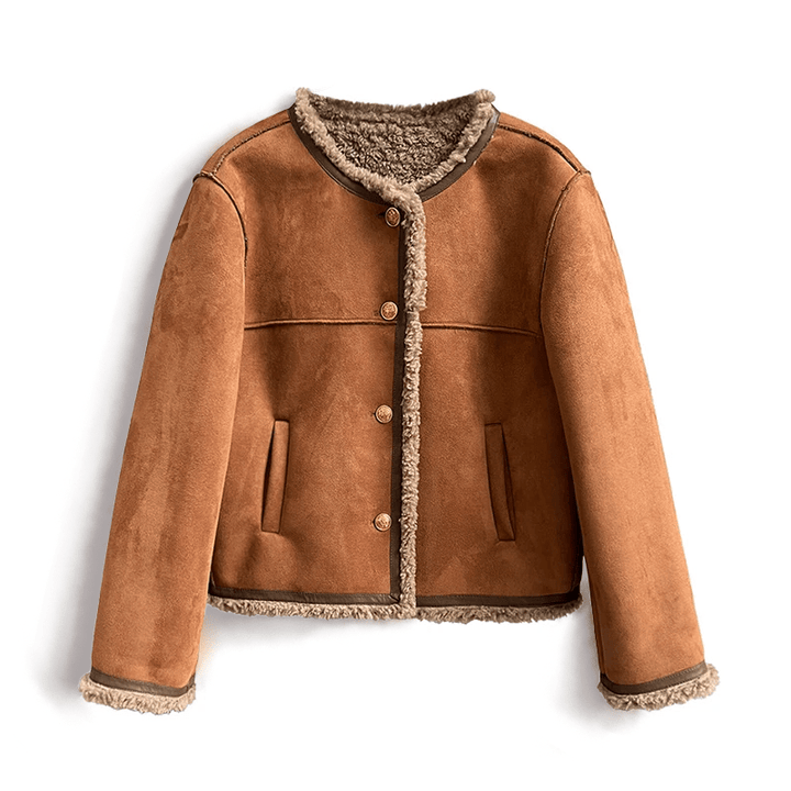 Drune | Kunstsuede Jacke - Lammfell-Futter - Kurzer Schnitt - Lässige Winterlage