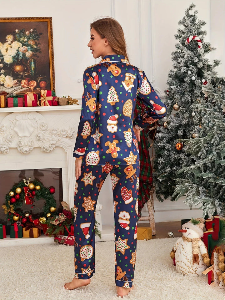 Drune | Gemütlicher Weihnachtskeks-Druck Langarm-Pyjama UNISEX