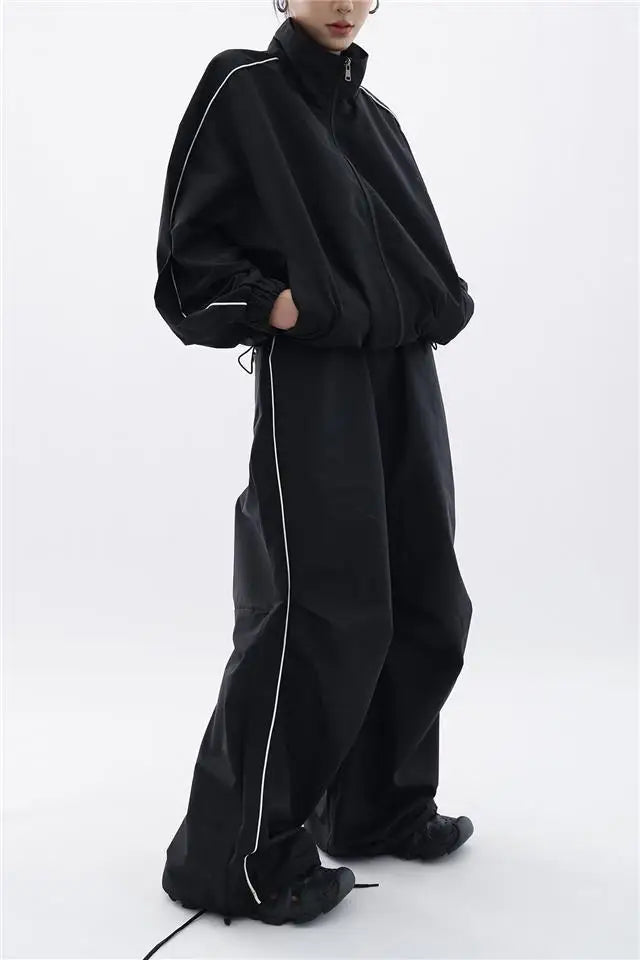 Drune | Oversized Sportlich Schwarz Trainingsanzug