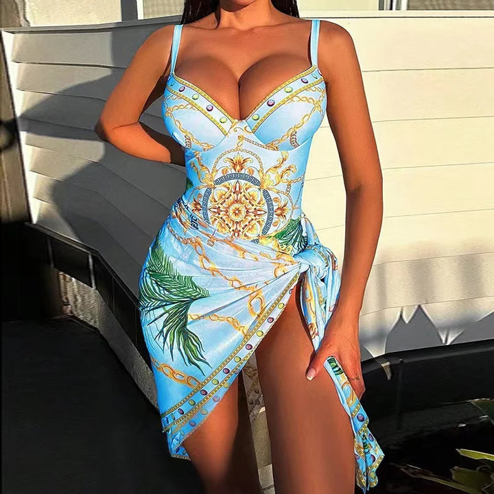 Drune | Luxus Neu Zwei Teile Frauen Bikini Set Push Up Blumendruck Bikini Strappy Bandage Badebekleidung Brasilianisch Biquini Badeanzug