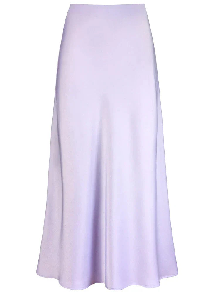 Drune | Frauen Satin Seiden Röcke Sommer Frühling Koreanische Mode Kleidung Büro Damen Lange Röcke Elegant Schwarz Maxi Röcke für Frauen