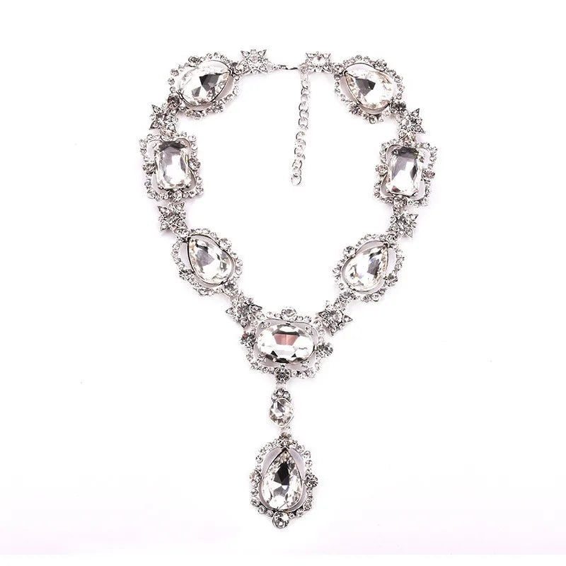 Drune | Statement Rhinestones Schmuck Große Edelstein Gem Stein Kristall Viktorianischer Schmuck Grüner Smaragd Bib Halskette für Frauen