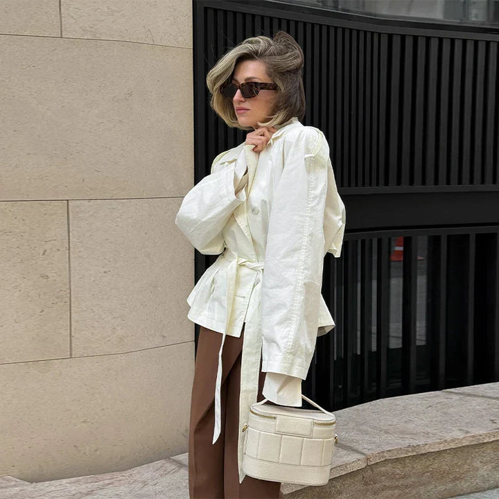 Drune | Trenchcoat Damen Trenchcoat mit Einer Reihe Von Knöpfen und Gürtel