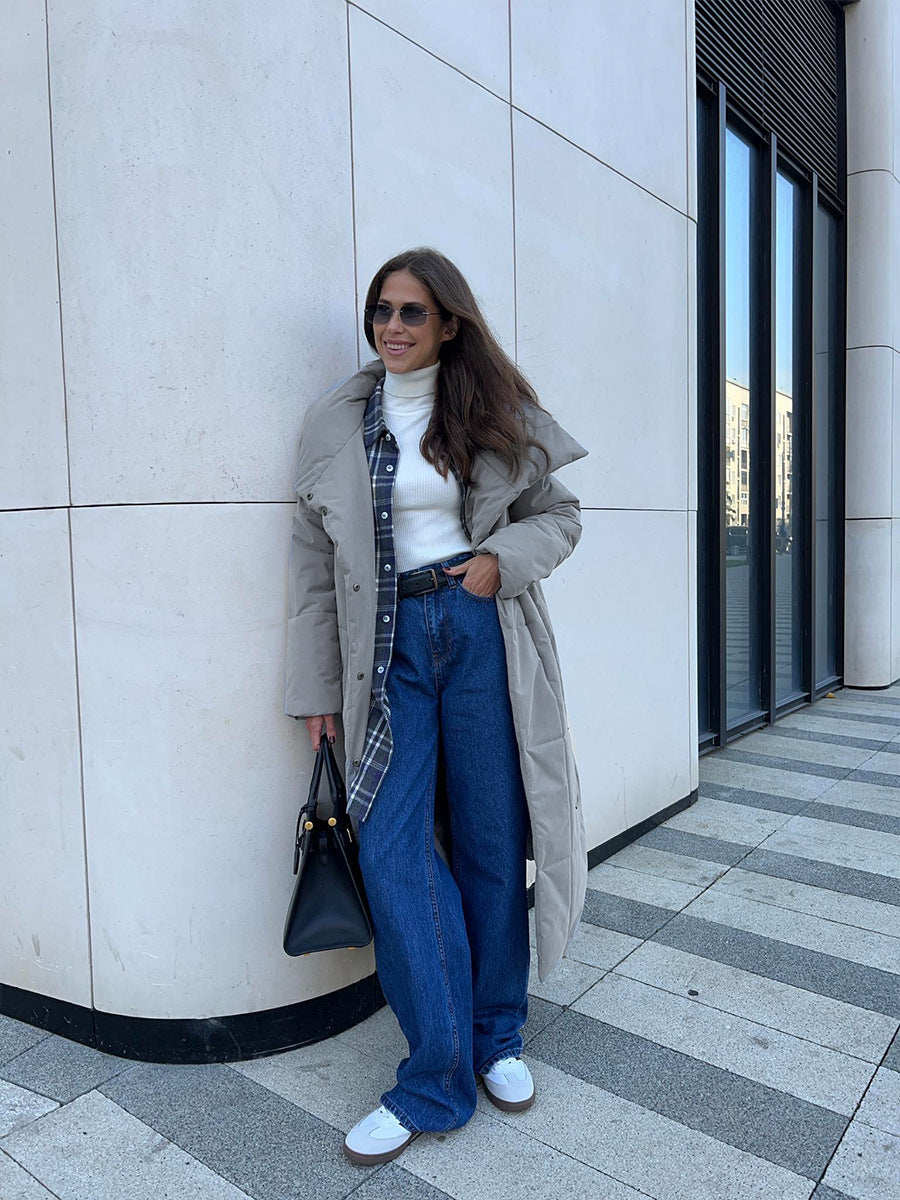 Drune | Lange Winterjacke mit elegantem breitem Kragen