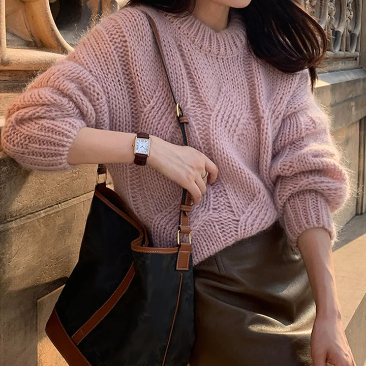 Drune | Sweater - Wollstrick - Oversized Passform - Zopfmuster - Langarmpullover
