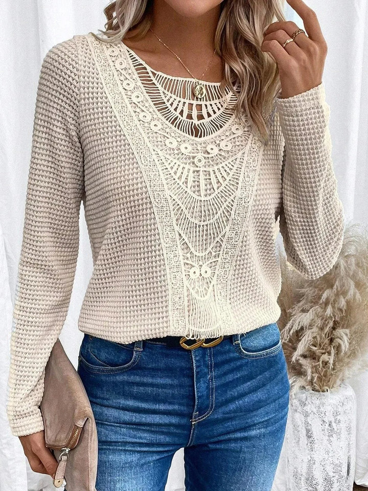 Drune | Bluse mit Spitze Strukturiertes Strick Elegant und Boheme
