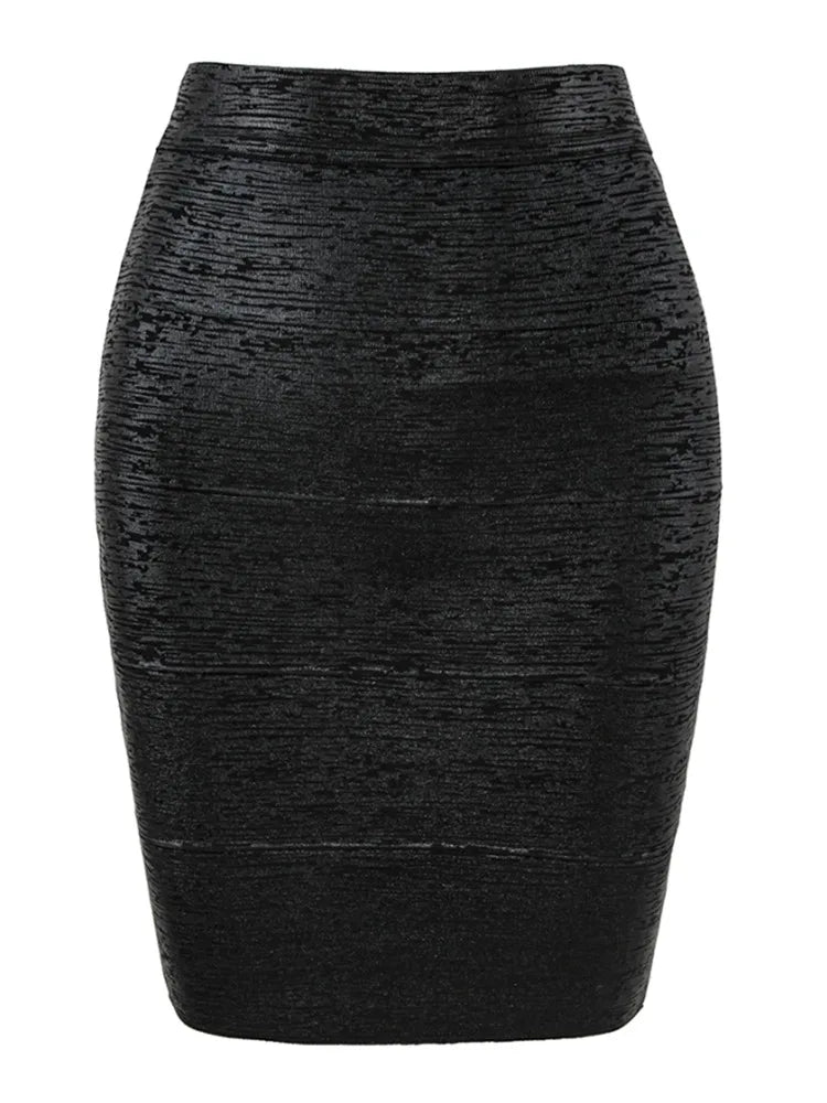 Drune | Großhandel Frauen Sommermode Sexy Gold Bronze Bandage Rock Designer Nachtclub Bodycon Bleistiftrock Faldas 46Cm