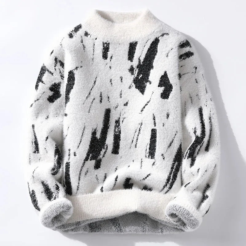 Drune | Weiche Strickjacke mit Abstraktem Muster Wollmix Warm und Stilvoll