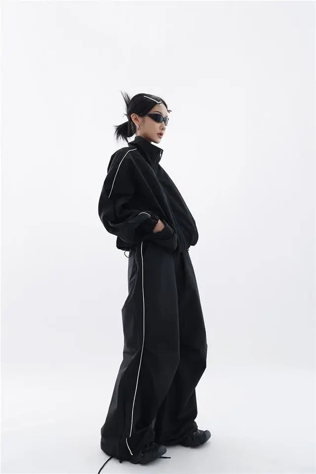 Drune | Oversized Sportlich Schwarz Trainingsanzug