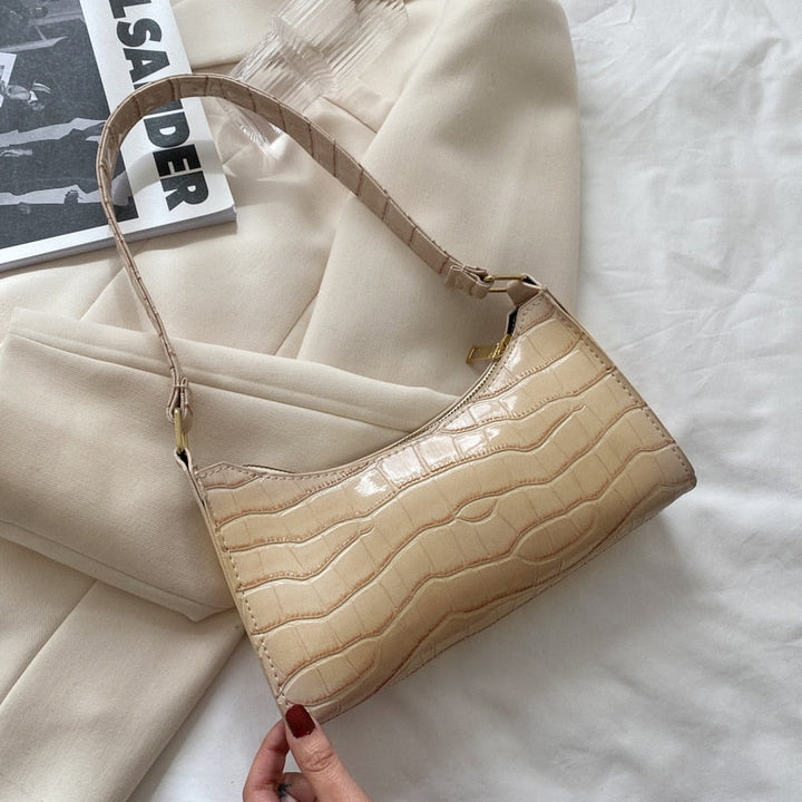 Drune Modische Exquisite Einkaufstasche Tote Schultertaschen Einfarbig Kettentasche für Damen
