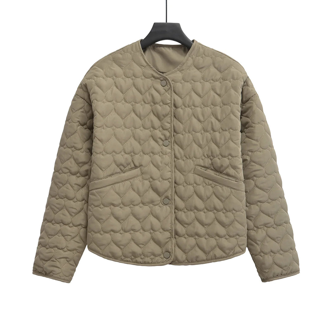 Drune | Steppjacke mit Herzen – Leichter Puffer mit Druckknöpfen
