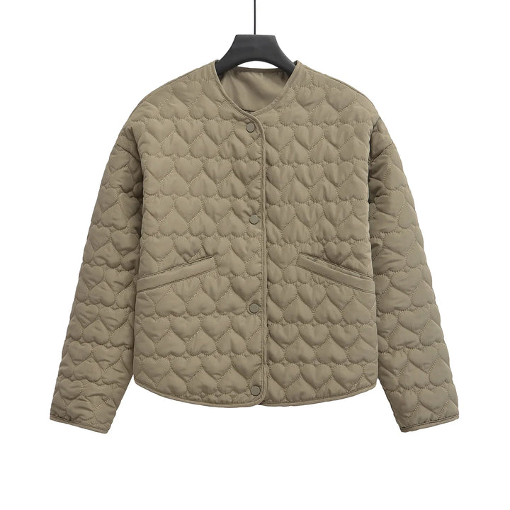 Drune | Steppjacke mit Herzen – Leichter Puffer mit Druckknöpfen