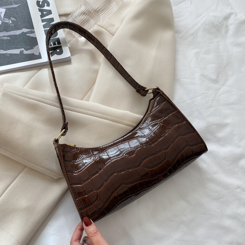 Drune Modische Exquisite Einkaufstasche Tote Schultertaschen Einfarbig Kettentasche für Damen